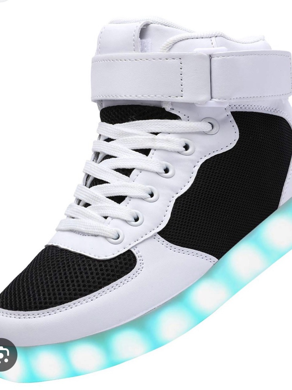 Women’s LED High-Top Sneakers in White and Black